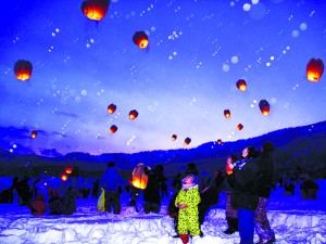 雪景色のランタンフェスティバル